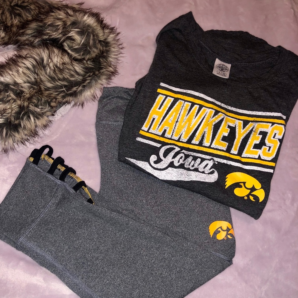 Iowa Hawkeyes Women's Split Tee - Dark Charcoal